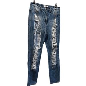 Aphrodite Distressed High Rise Skinny Jeans. Junior Size 15.